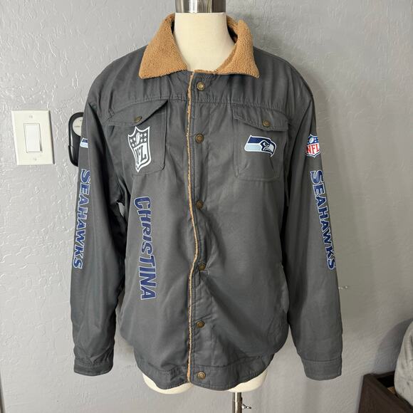 NFL Seattle Seahawks Jacket W/ Fur Inside, Gray - Picture 1 of 8